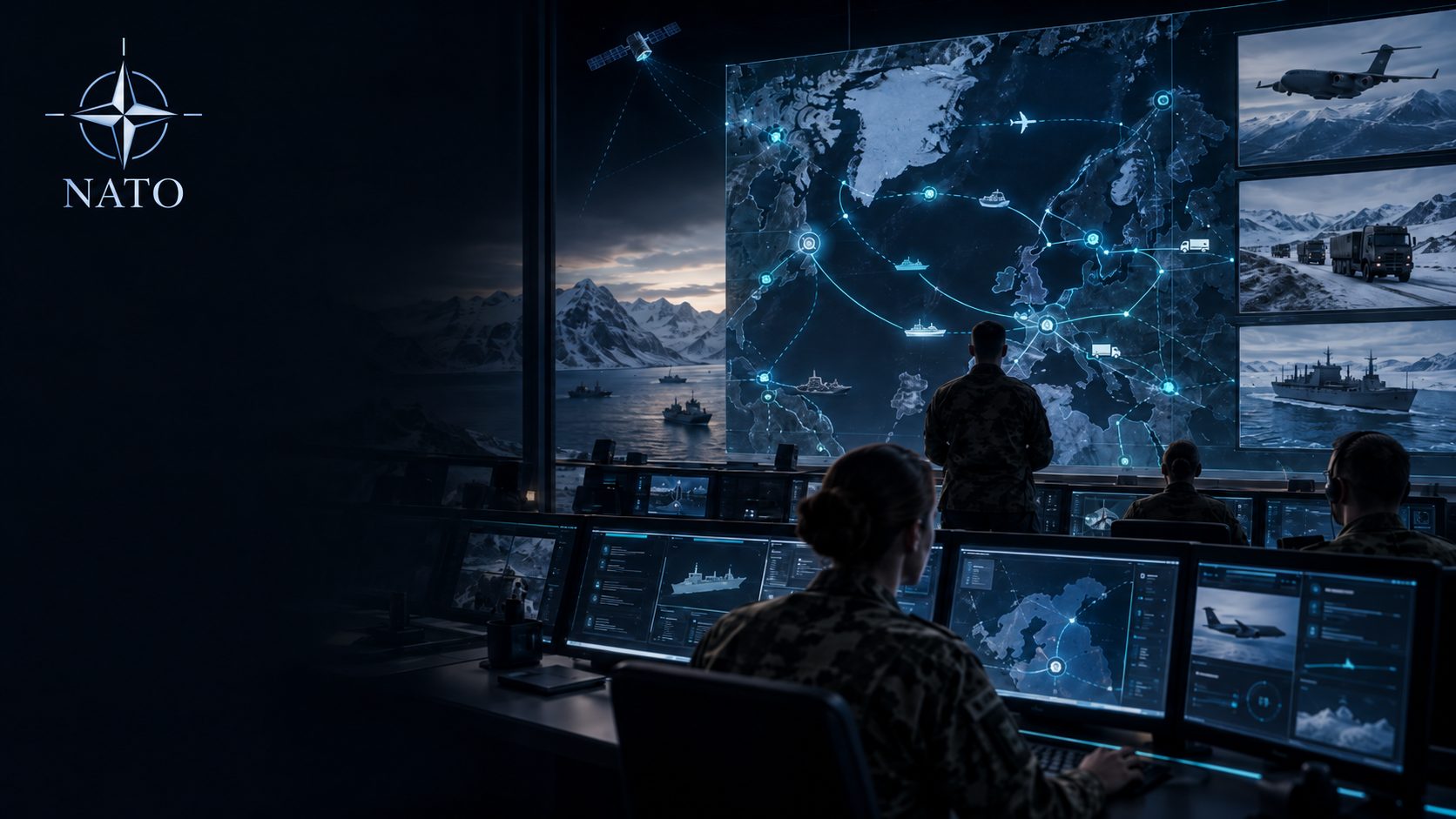 Allied operations centre with a shared operational picture of the North Atlantic